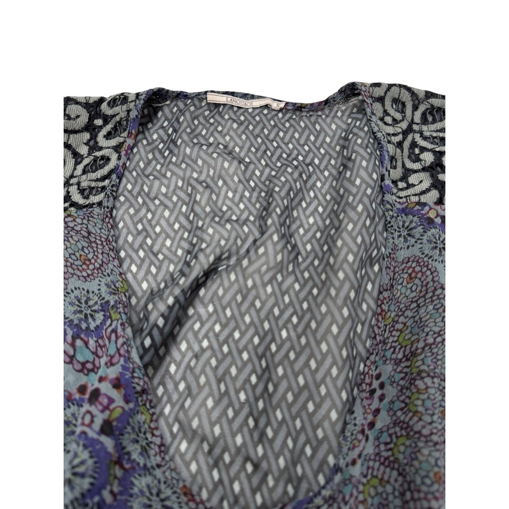 Language Boho Bell Sleeve Blouse Size S Anthropologie Style Sheer Peasant Top - Picture 3 of 3